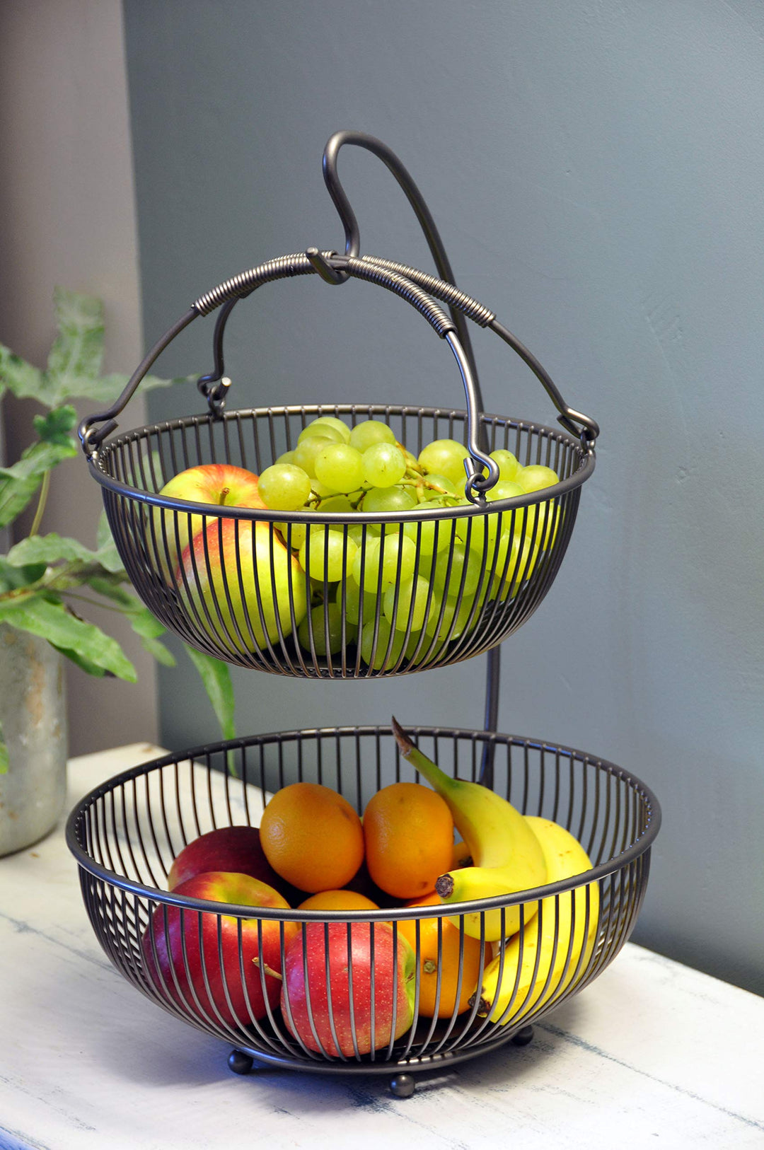 Obst Etagere Metall 3-teilig Anthrazit mit Bananenhalter - Bild 2
