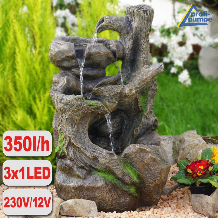 Gartenbrunnen Baumwurzel Stein-Kaskade mit LED-Licht 31x31x50 cm - Bild 9