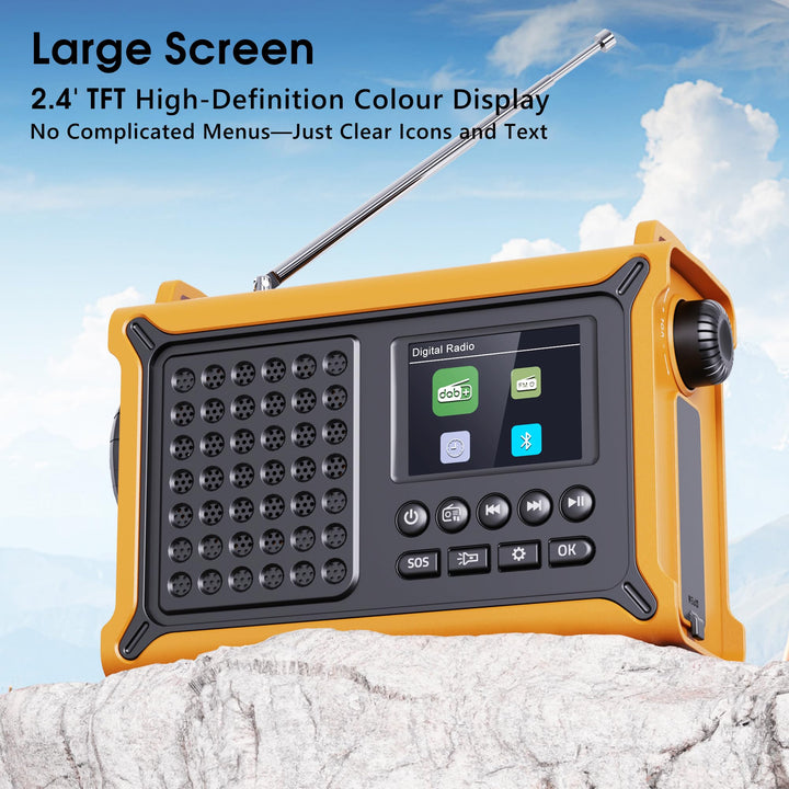 Digitalradio DAB+ UKW Solar Kurbel Notfallradio Bluetooth 12000mAh - Bild 4