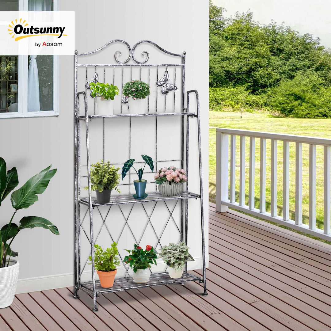 Pflanzregal 3 Etagen klappbar Metall für Balkon &amp; Garten 44x96cm - Bild 2