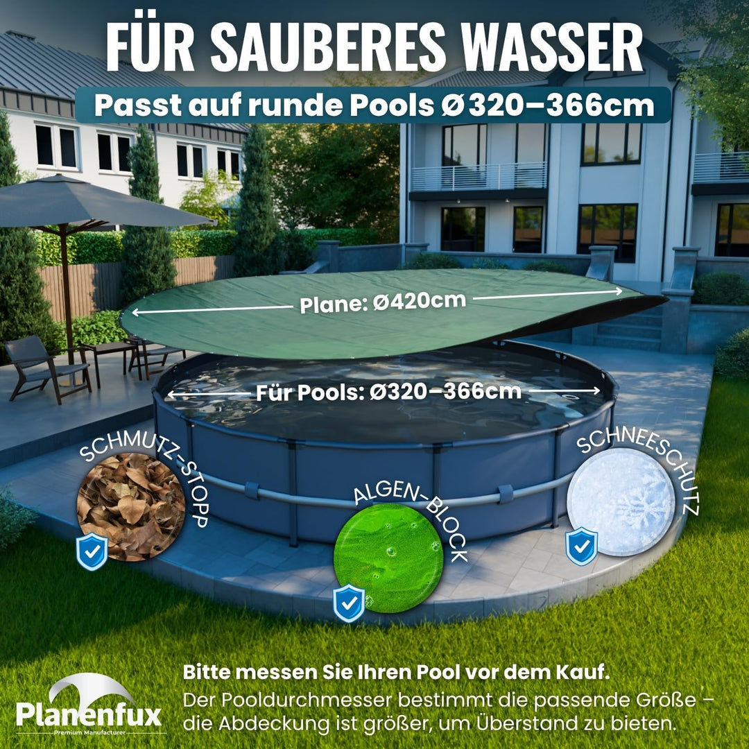 Poolabdeckung rund 366 cm Solar 2-in-1 UV-beständig für Ø 320–366 cm - Bild 2