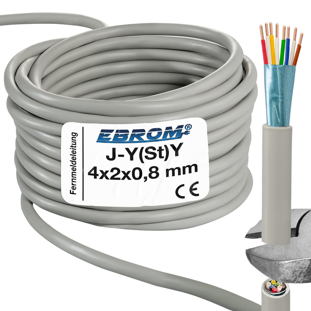 Fernmeldeleitung J-Y(St)Y 4x2x0,8 mm geschirmt 25 m Telefonkabel