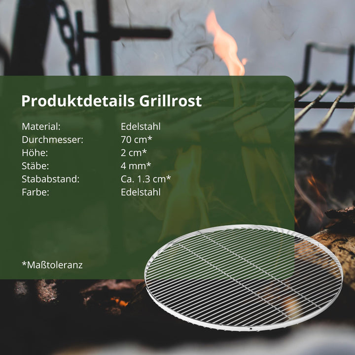 Grillrost Edelstahl 70 cm für Schwenkgrill Dreibein extra stabil - Bild 3