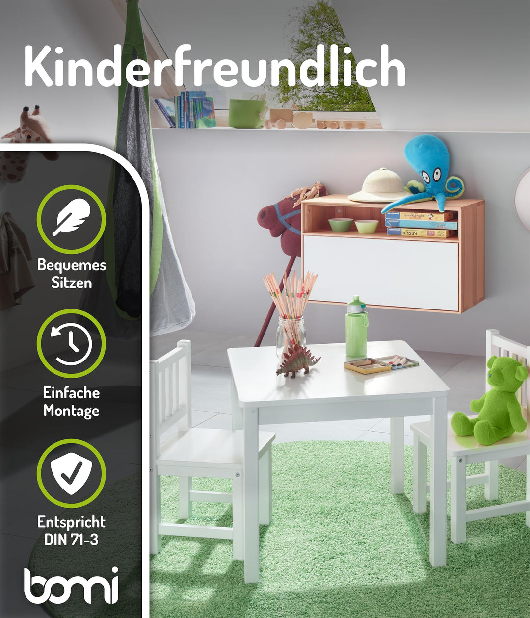 Kindersitzgruppe Holz Weiss Tisch mit 2 Stühlen ab 3 Jahren - Bild 5