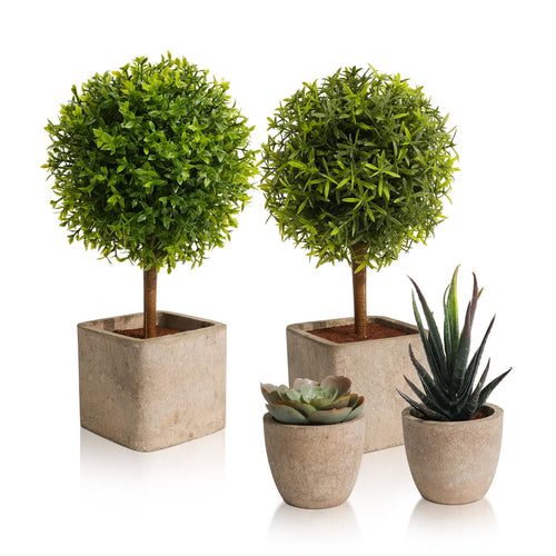 Kunstpflanzen Sukkulenten 4er-Set 25.5 cm pflegeleicht Innen