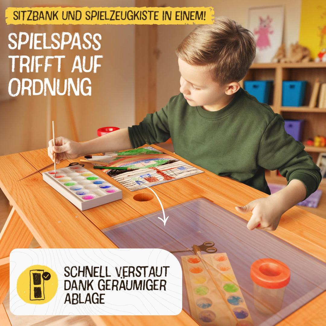 Kindersitzgruppe mit Matschtisch Holz 2-in-1 Outdoor 90x80x50 cm - Bild 6