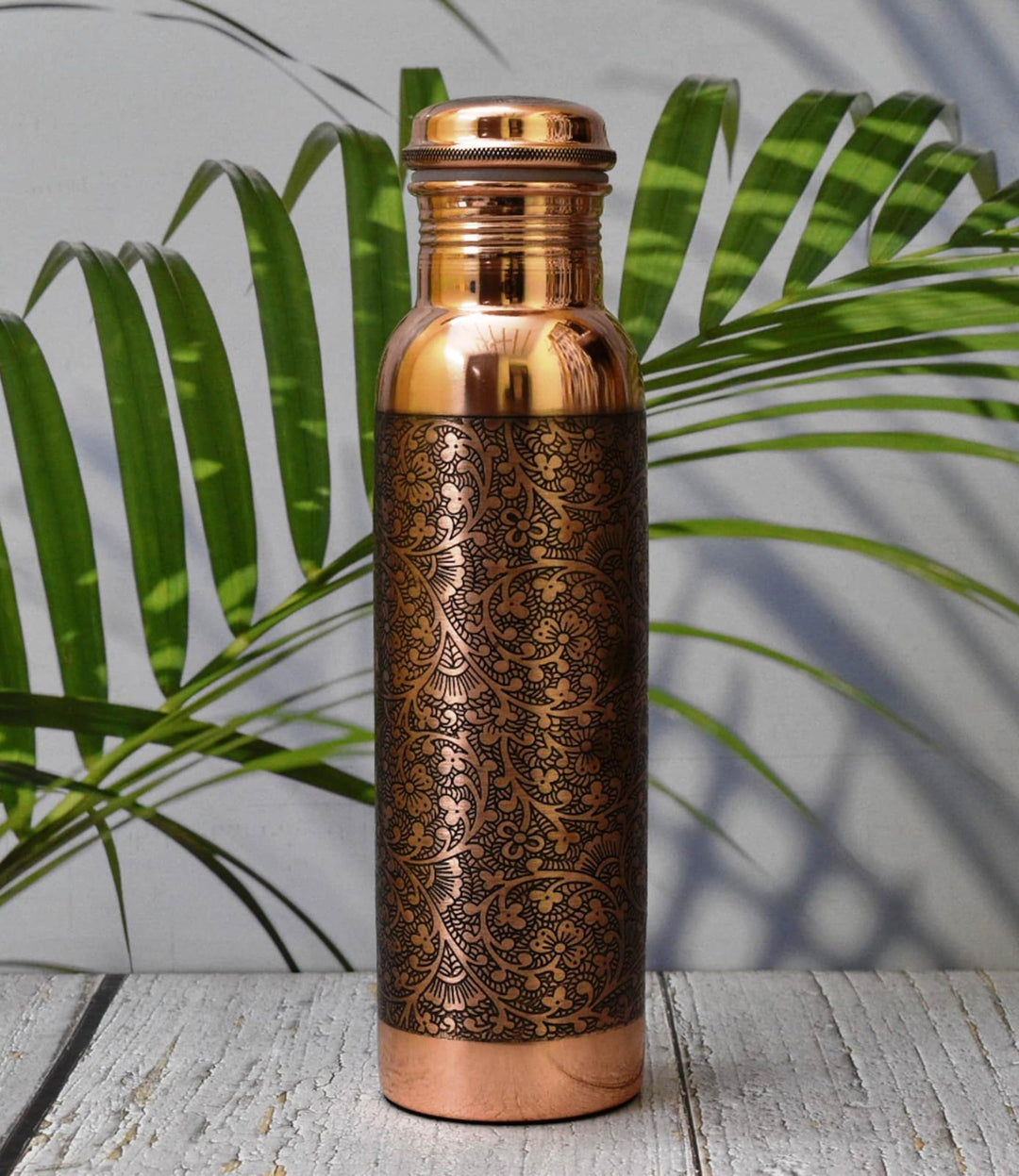 Kupferflasche graviert handgefertigt 1000 ml mit Makramee-Beutel - Bild 6