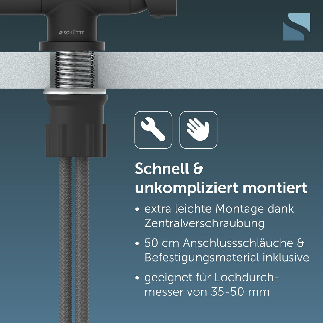 Küchenarmatur Unterfenster Schwarz umklappbar 360° schwenkbar - Bild 5