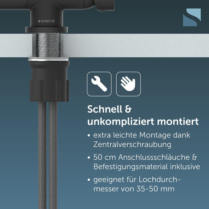 Küchenarmatur Unterfenster Schwarz umklappbar 360° schwenkbar - Bild 5
