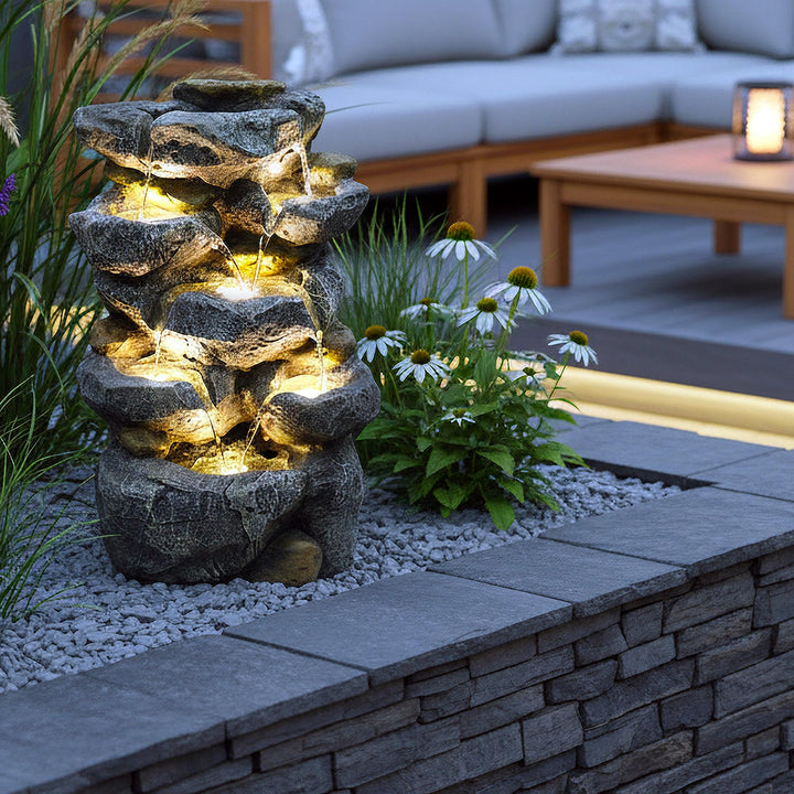 Zimmerbrunnen Stein-Optik mit LED Beleuchtung Indoor Outdoor 48 cm - Bild 9