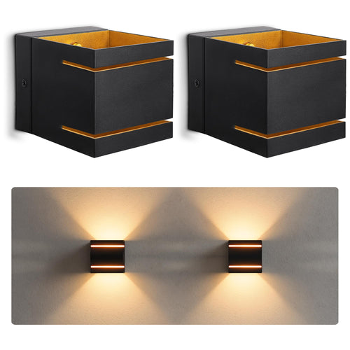 Wandlampe 2er-Set schwarz-gold Schlitzlicht indirekt G9 Aluminium