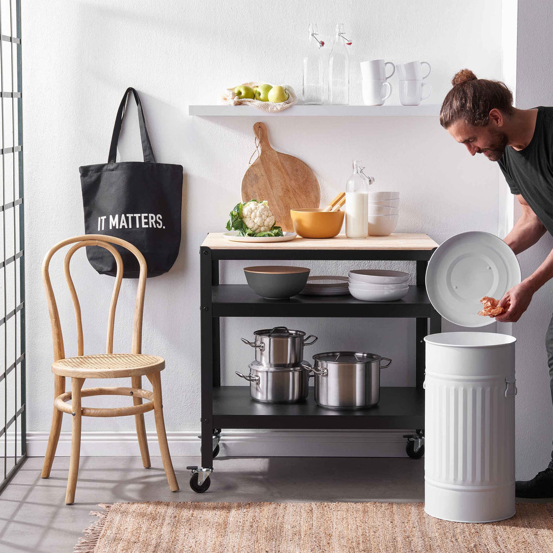 Retro Mülleimer mit Deckel Zink 40 Liter für Innen und Aussen - Bild 2