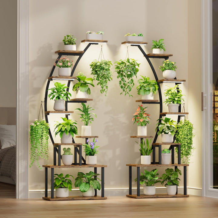 Pflanzenregal mit Grow Light 9 Ebenen 160cm Metall Schwarz - Bild 4