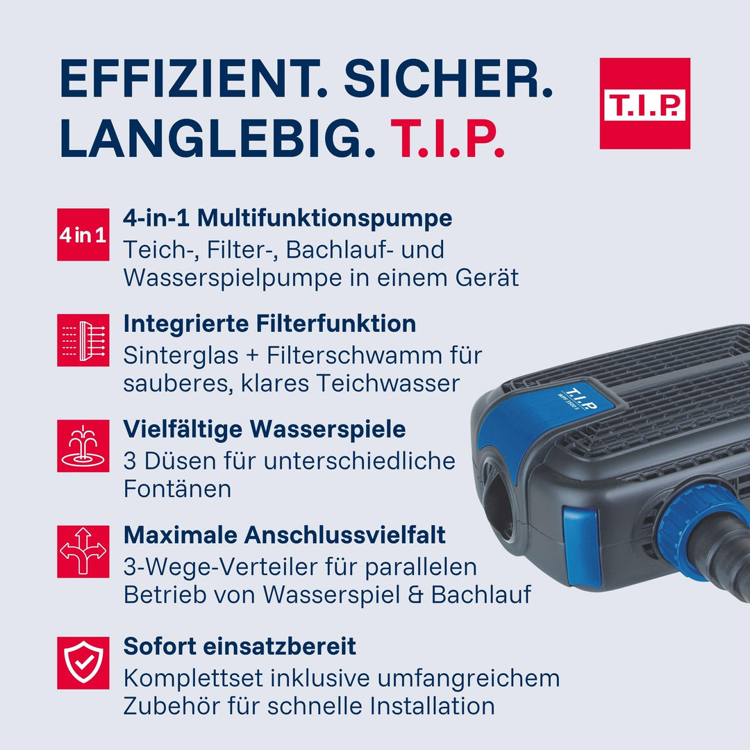 Teichpumpe 4-in-1 für Filter, Bachlauf &amp; Fontäne bis 3500 l/h - Bild 5