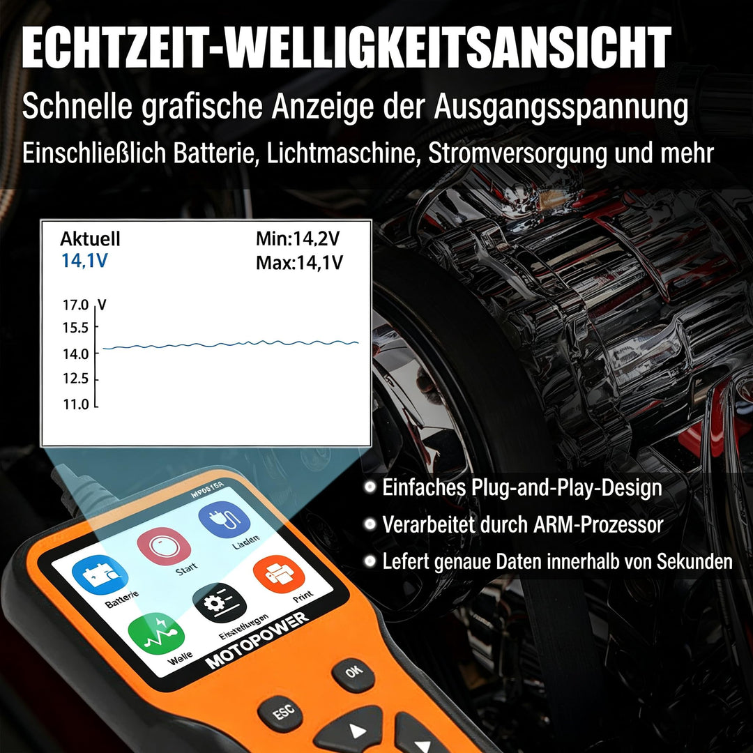 Autobatterietester 12V 100-2000 CCA mit LCD-Display und Lichtmaschinenprüfung - Bild 3