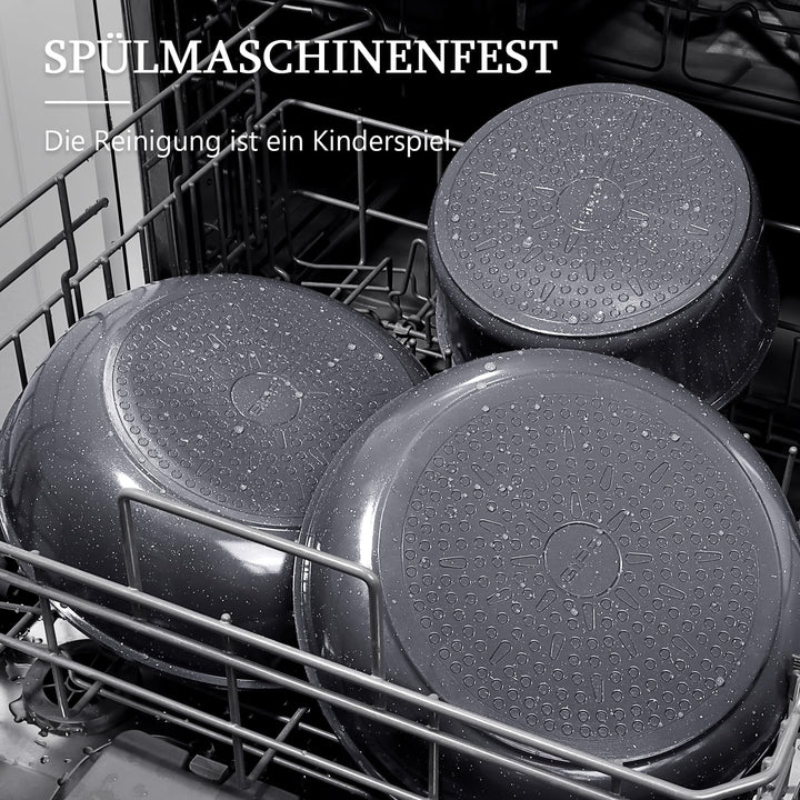 Topfset mit abnehmbarem Griff 11-teilig Granit-Antihaft Induktion - Bild 4