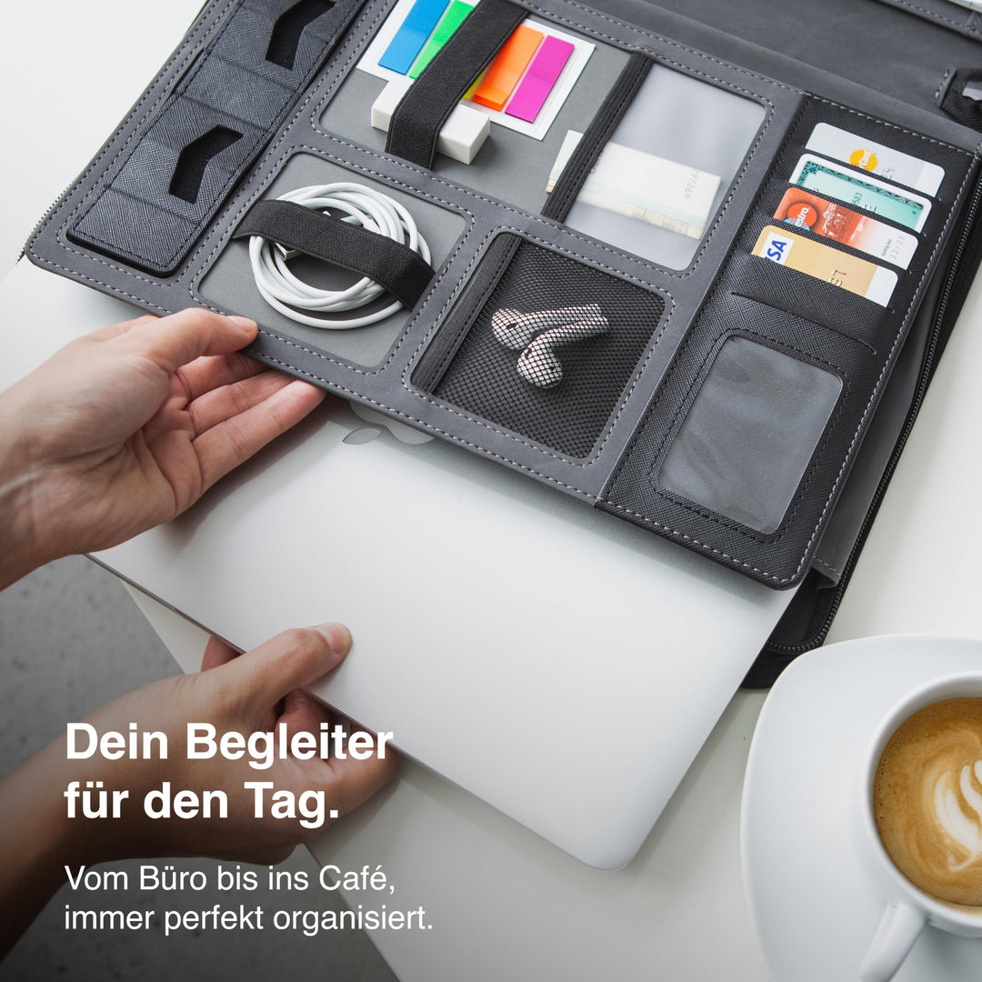 Schreibmappe A4 Kunstleder mit Laptopfach 13 Zoll und Reissverschluss - Bild 6