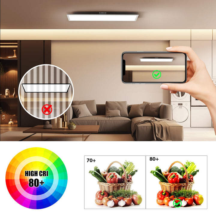 LED Deckenleuchte Panel 100x25cm dimmbar 36W Warmweiss-Tageslichtweis - Bild 4
