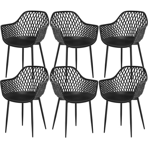 Gartenstuhl mit Armlehne 6er Set Outdoor schwarz 120 kg