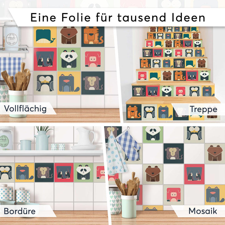 Fliesen-Aufkleber Zoo Maniac Vinyl 10x10 cm 72 Stück Kindermotiv - Bild 8