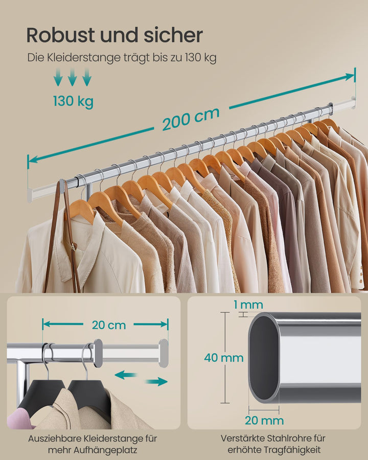 Kleiderständer auf Rollen ausziehbar 160–200 cm bis 150 kg - Bild 3
