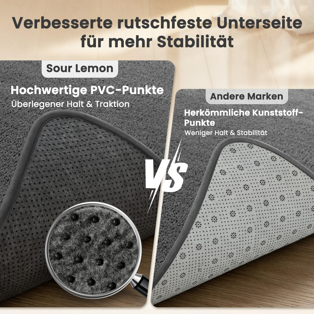 Hochflor-Teppich Dunkelgrau Weich 240x300cm Wohnzimmer Schlafzimmer - Bild 2