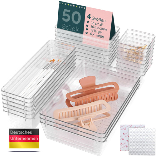 Schubladen Organizer Set 50-teilig transparent 4 Grössen