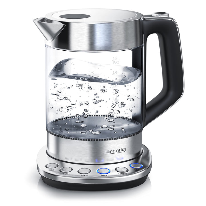 Glas Wasserkocher 1,5 L Borosilikatglas 4 Temperaturstufen 2200 W