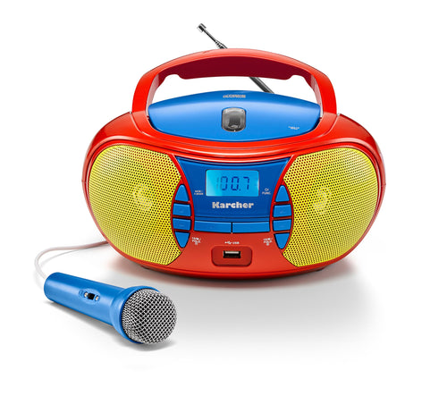 Kinder-Boombox mit CD-Player, Mikrofon und UKW-Radio 2,4 W