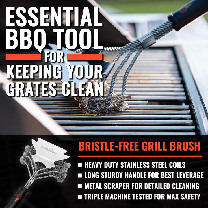 Grillbürste borstenlos Edelstahl 3-in-1 Kopf 45 cm - Bild 2