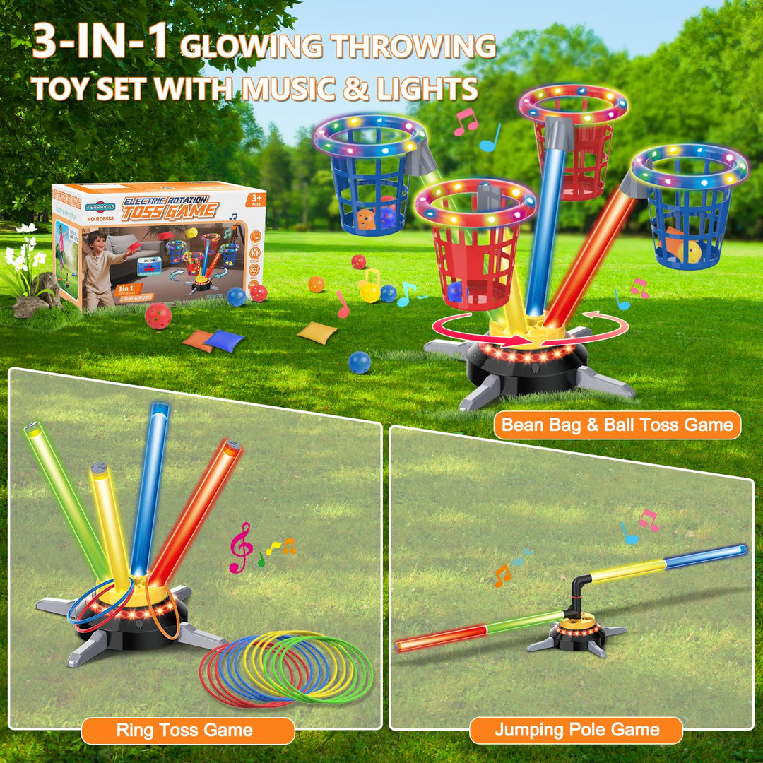 Ringwurfspiel 3-in-1 mit LED, Musik &amp; Drehteller für Kinder - Bild 3