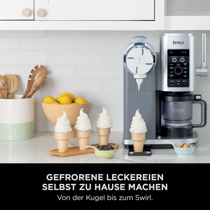 Eismaschine 2-in-1 mit 13 Programmen, 2x480ml Behälter Platinsilber