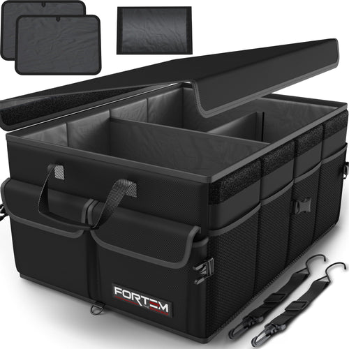 Kofferraum Organizer Auto klappbar 65L mit Fächern Schwarz
