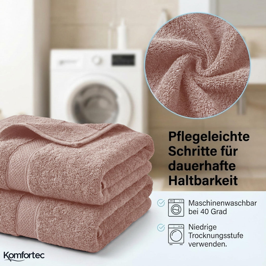 Handtuch Set 8-teilig 100% Baumwolle Frottee Anthrazit/Rosa - Bild 4
