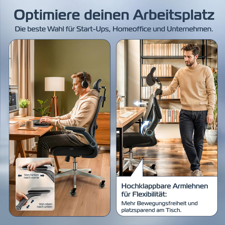 Bürostuhl Ergonomisch Mesh 150kg Nylon mit Lendenwirbelstütze - Bild 6