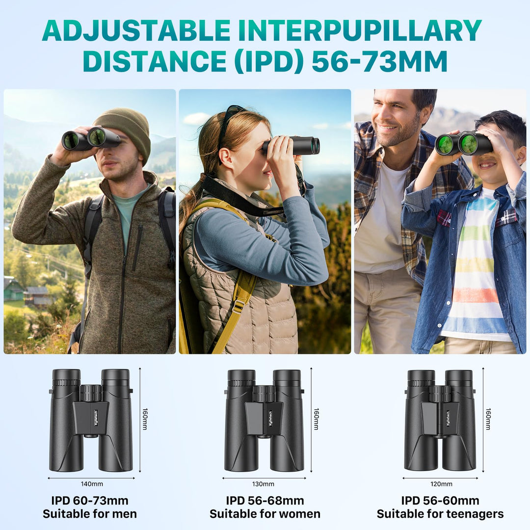 Fernglas 12x42 HD wasserdicht mit Smartphone-Adapter fuer Outdoor
