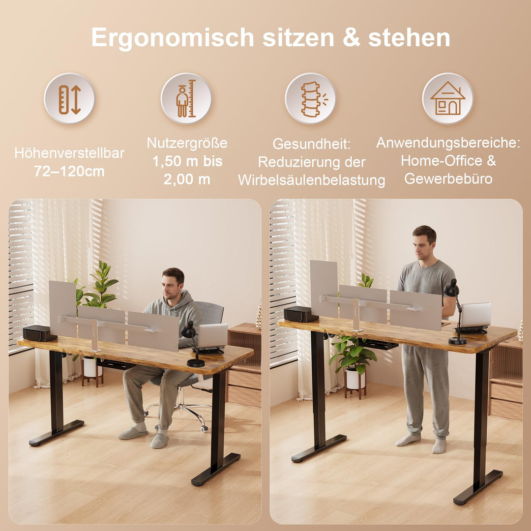 Schreibtischgestell elektrisch höhenverstellbar Doppelmotor 100 kg USB-C - Bild 8