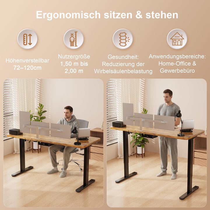 Schreibtischgestell elektrisch höhenverstellbar Doppelmotor 100 kg USB-C - Bild 8