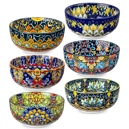 Müslischalen Porzellan 6er-Set mehrfarbig Boho-Stil 15,3 cm