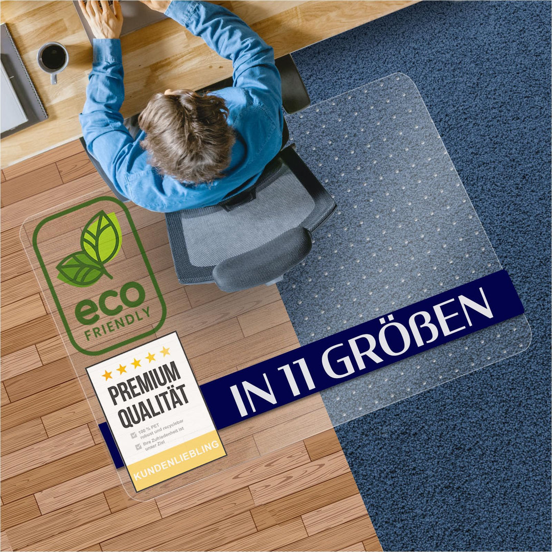 Bodenschutzmatte PET transparent 120x150 cm für Hartböden