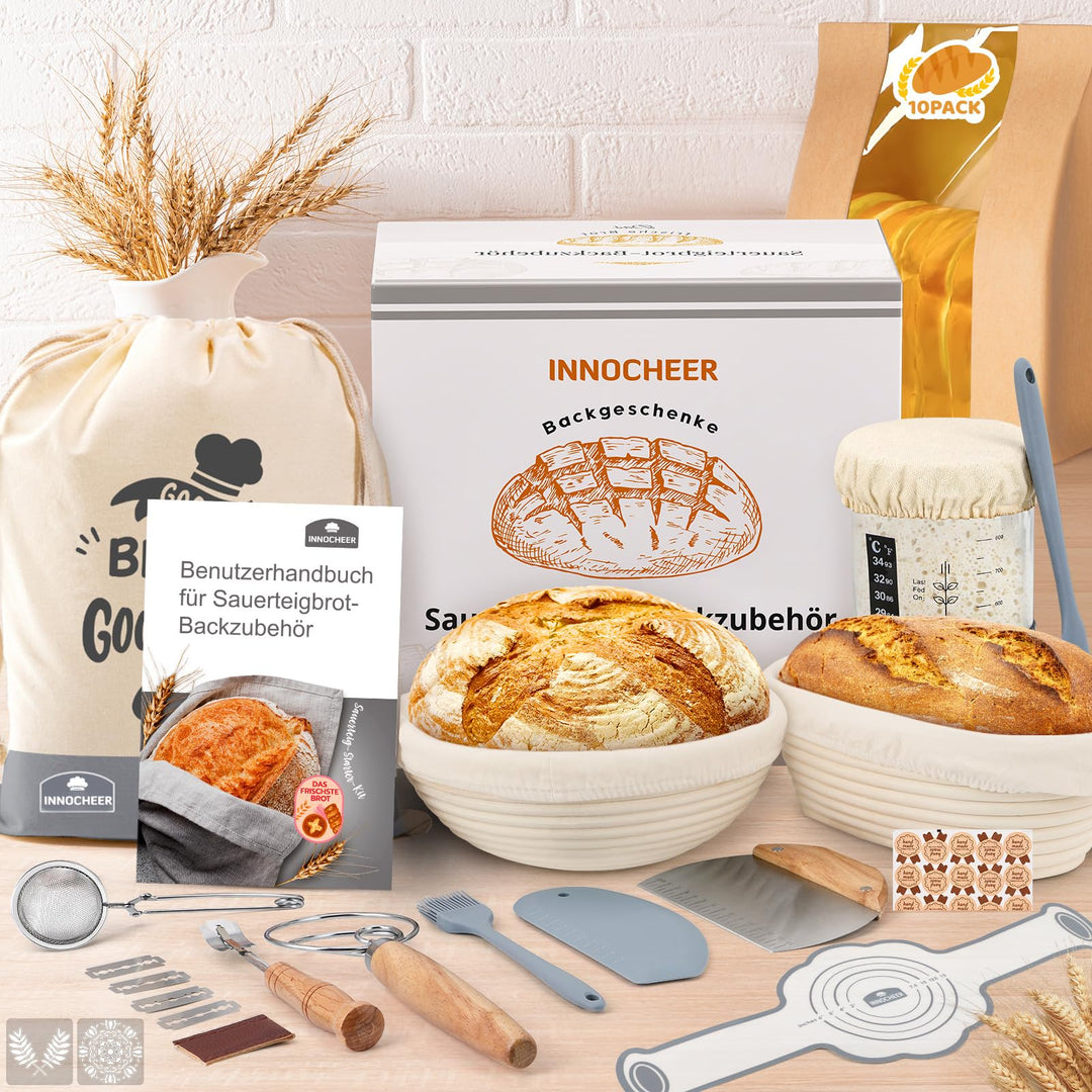 Sauerteig Starter Set mit Gärkorb rund 23cm &amp; oval 25cm, 20-teilig - Bild 2