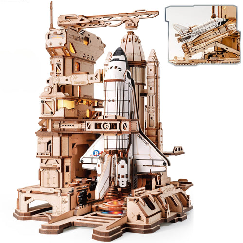 3D-Holzpuzzle Space Shuttle mit Licht & Motorik für Erwachsene