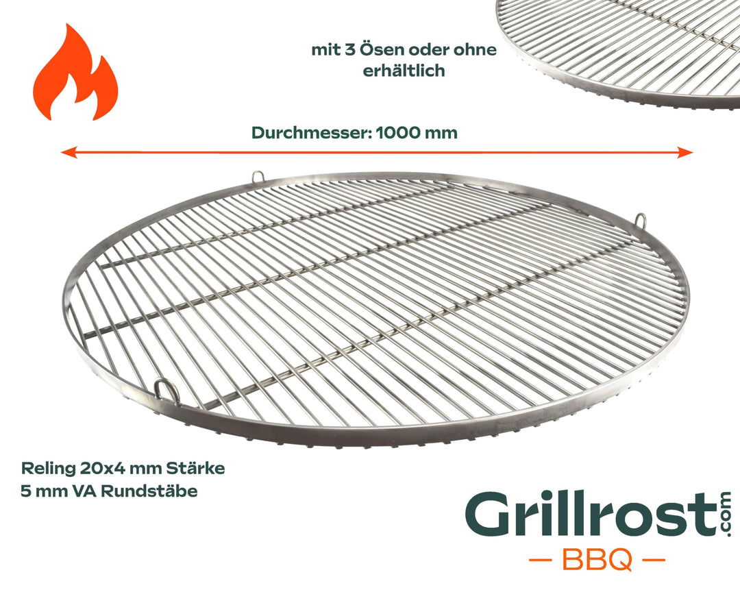 Grillrost rund Edelstahl 100 cm für Schwenkgrill mit 3 Ösen - Bild 4