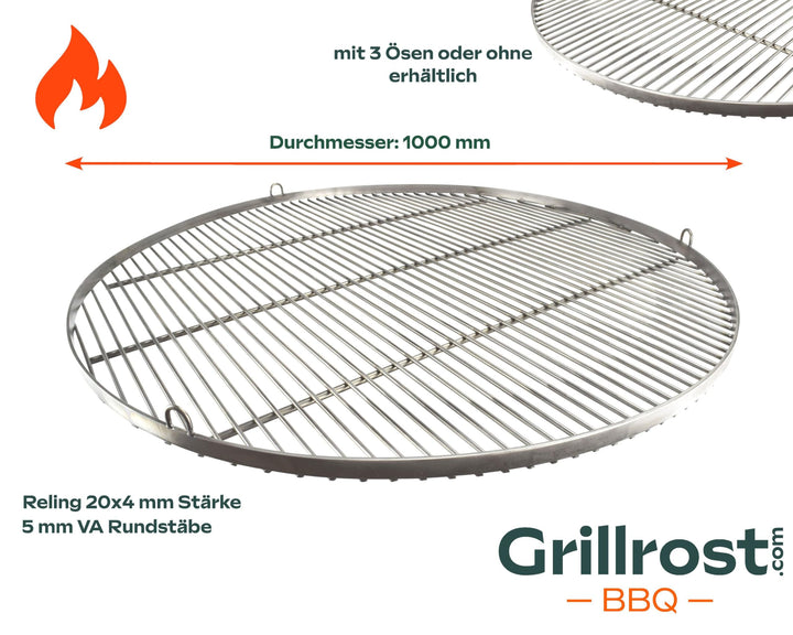 Grillrost rund Edelstahl 100 cm für Schwenkgrill mit 3 Ösen - Bild 4
