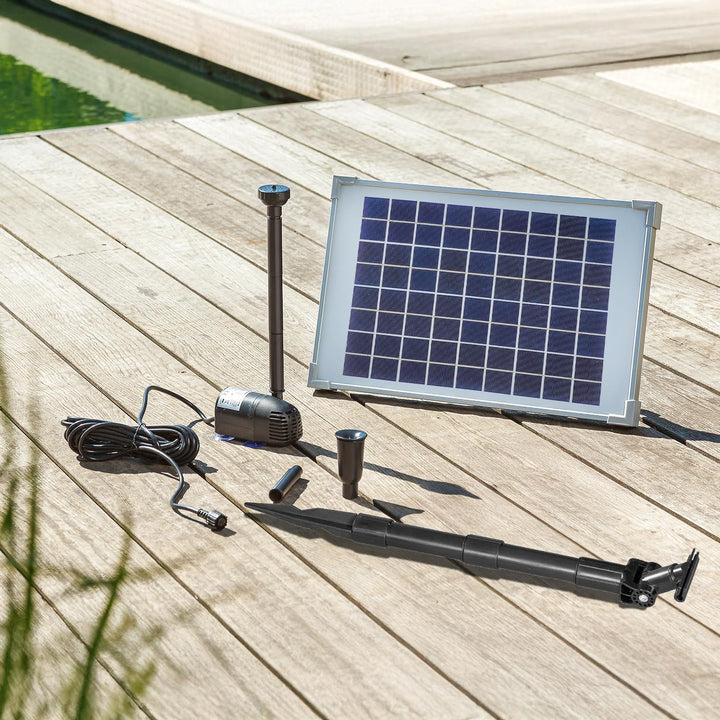 Solar Teichpumpe Set 10W mit 2 Fontänenaufsätzen für Gartenteich - Bild 3