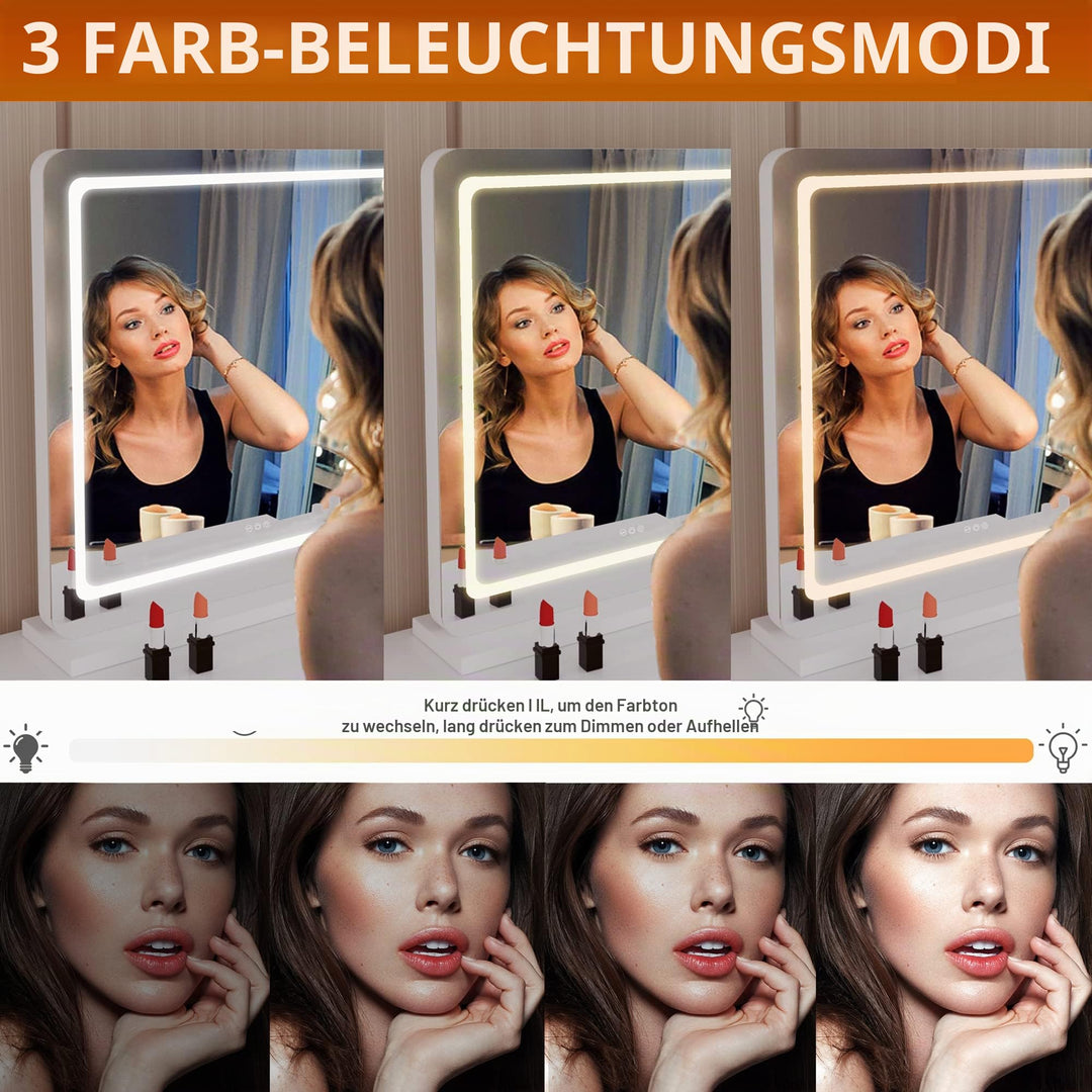 Kosmetikspiegel beleuchtet 80x55cm LED 3 Farbmodi dimmbar - Bild 3