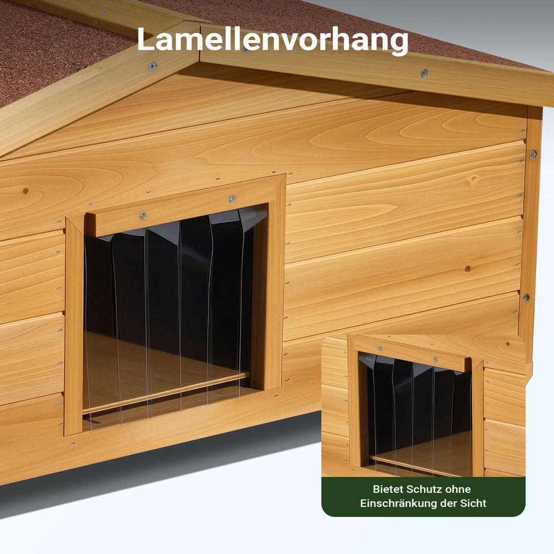 Katzenhaus Holz Outdoor 99x52x42 cm wetterfest isoliert - Bild 5