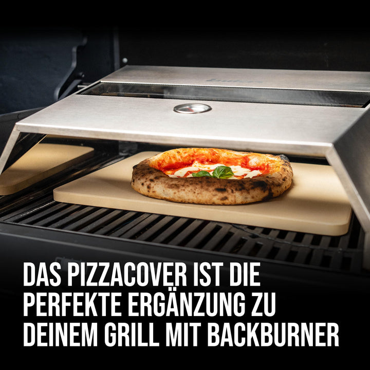 Pizza-Grillaufsatz Edelstahl mit Pizzastein 38x30cm und Sichtfenster - Bild 2