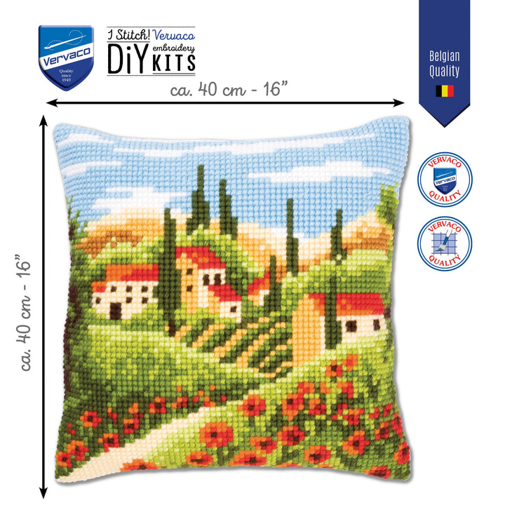 Kreuzstich-Stickpackung Kissen Toskana-Motiv 40x40cm für Anfänger - Bild 2