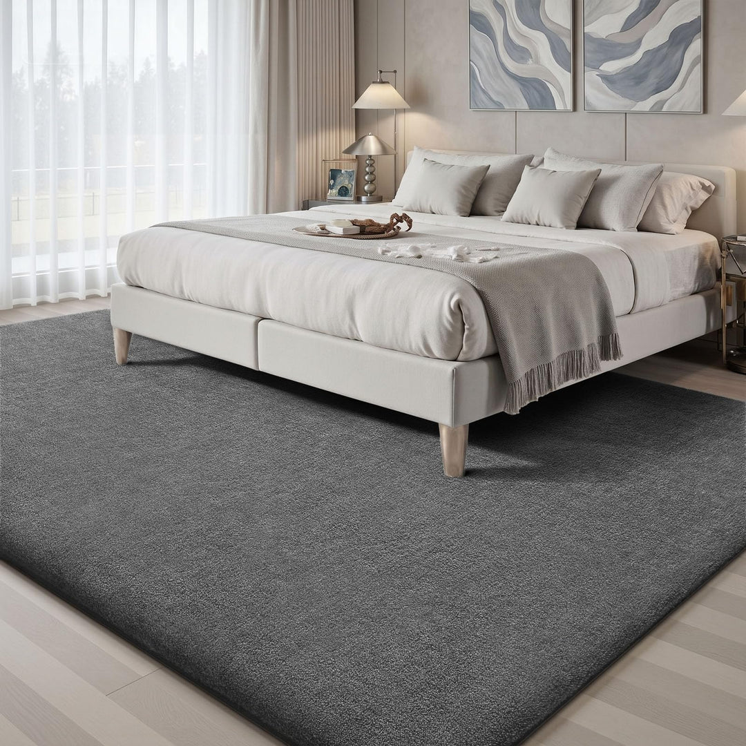 Hochflor-Teppich Dunkelgrau Weich 240x300cm Wohnzimmer Schlafzimmer - Bild 8